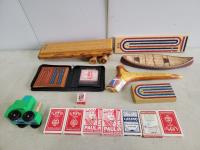 (6) Crib Boards and Playing Cards