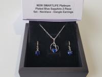 Smartlife Platinum Plated Blue Sapphire 2 Piece Set