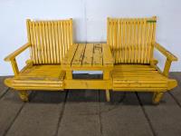 Wooden Double Chair with Table