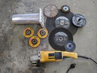 DeWalt 7 Inch Angle Grinder, Discs, and Air Vent