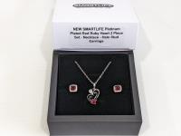 Smartlife Platinum Plated 2 Piece Red Ruby Heart Set