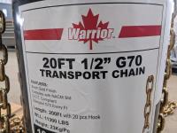 Warrior 20 Ft X 1/28 Inch G70 Transport Chain with Hooks