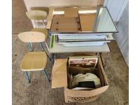 (2) Desks with Chairs, (2) Medicine Cabinet Inserts, Cork Boards, Plastic Covers