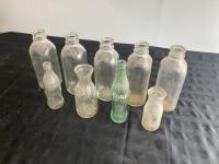 (9) Antique Glass Bottles