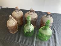 (6) Antique Glass Bottles