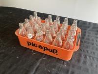 (23) Antique Pic-a-Pop Glass Bottles w/ Crate