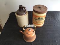 Antique Teapot W/ (2) Containers
