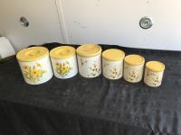 (6) Tin Containers w/ Lids 
