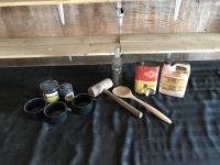(3) Mugs w/ Wooden Spoon & Wooden Hammer 