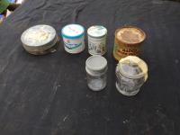 (4) Antique Tins & (2) Glass Jars