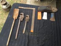 (2) Wrench, (2) Axe Heads, Shovel