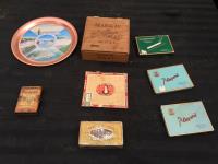 (4) Cigarettes Boxes, (2) Cigar Boxes, Tobacco Tin & Plate