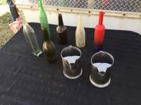 (6) Glass Bottles & (2) Water Pitcher 