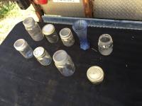 (8) Glass Jars & a Glass Bottle