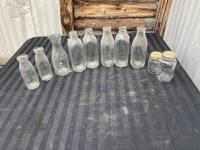 (8) Glass Bottles & (2) Glass Jars 