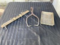 Butchering Paper Hanger, Meat Hooks & Metal Tray