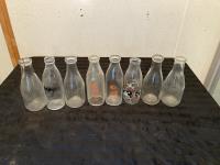 (8) Glass Milk Bottles 