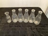 (6) Glass Milk Bottles 