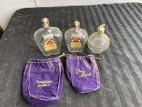 (2) Crown Royal Bottles w/ Bags & Glass Bottles 