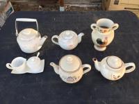 (4) Teapots, Creamer & Sugar Set & Vase 