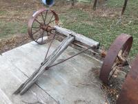 Antique Wagon Axle w/ Metal Wheels