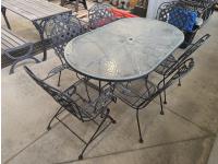 Glass Top Patio Table W/ (6) Patio Chairs