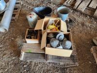 Box of Solar Lights and Light Fixtures & Misc