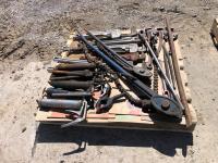 Qty of Pipe Wrenches, Grease Guns, Pry Bars & Chain Wrenches