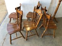 (6) Wooden Chairs and (1) Coat/Hat Stand