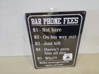 Bar Phone Fees Tin Sign