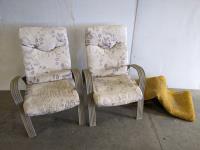 (2) Patio Chairs with Cushions and Rubber Matting
