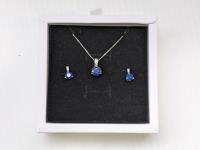 Smartlife Sterling Silver 2 Piece Blue Sapphire Solitaire Set