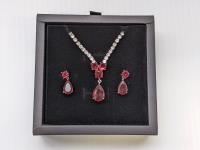 Smartlife Platinum Plated Red Ruby Pear 2 Piece Set