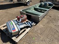 16 Inch Aluminum Boat with Motor, Gas Tank, and Seats