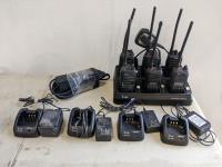 (6) ICOM BC160 VHF Handheld Radios with Base Charger and Individual Chargers