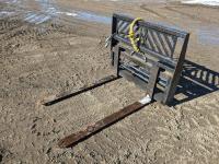 48 Inch Hydraulic Side Shift Pallet Forks - Skid Steer Attachment