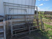 (3) 9 Ft 8 Inch Cattle Panels & (1) Panel w/ Man Gate & (1) Panel W/Full Gate