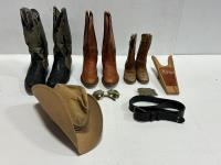 (3) Pairs of Cowboy Boots and Accessories