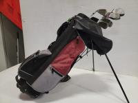 Golf Club Bag with Stand and Qty of Golf Clubs