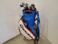 TaylorMade Golf Club Bag and Qty of Golf Clubs