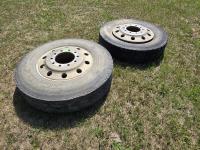 (2) 11R24.5 Heavy Truck Tires On Aluminum Rims