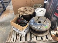 (2) Part Spools of 3/4 Inch Wire Rope and Qty of Hardware