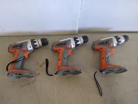 (3) Terratek 18 V Cordless Drill