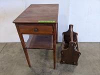 Side Table with Drawer and Magazine Rack