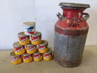 Cream Can and (10) Tobacco Tins