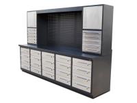 TMG Industrial TMG-WB25D 10 Ft 20-Drawer Workbench Cabinet Combo with Stainless Steel Drawer Panels