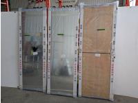 (2) Sliding Mirrored Closet Doors and (1) Sliding Wood Veneer Closet Door