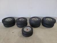 (8) 4.10/3.50-4 Utility Tires with Rims and (2) 8X1.75 Solid Tires