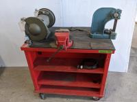 Commander Bench Grinder, 4 Inch Vise and Jet Arbor Press On Cart