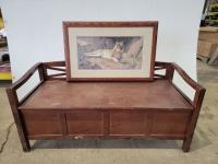 Wooden Storage Bench and Isabel Levesque Solitary Splendor Cougar Framed Print